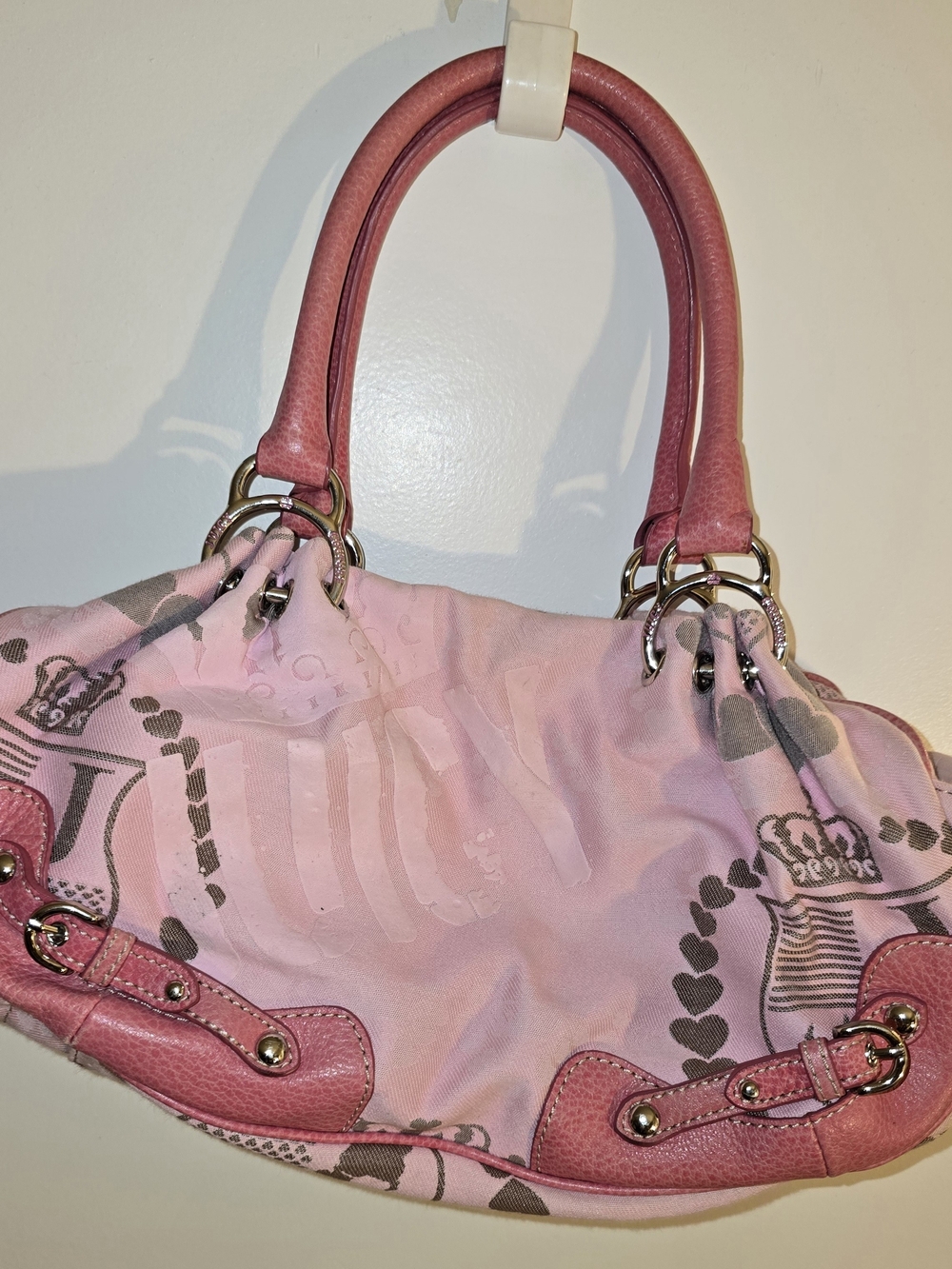 Juicy Couture Pink Heart-Print Satchel Handbag - Picture 2 of 9
